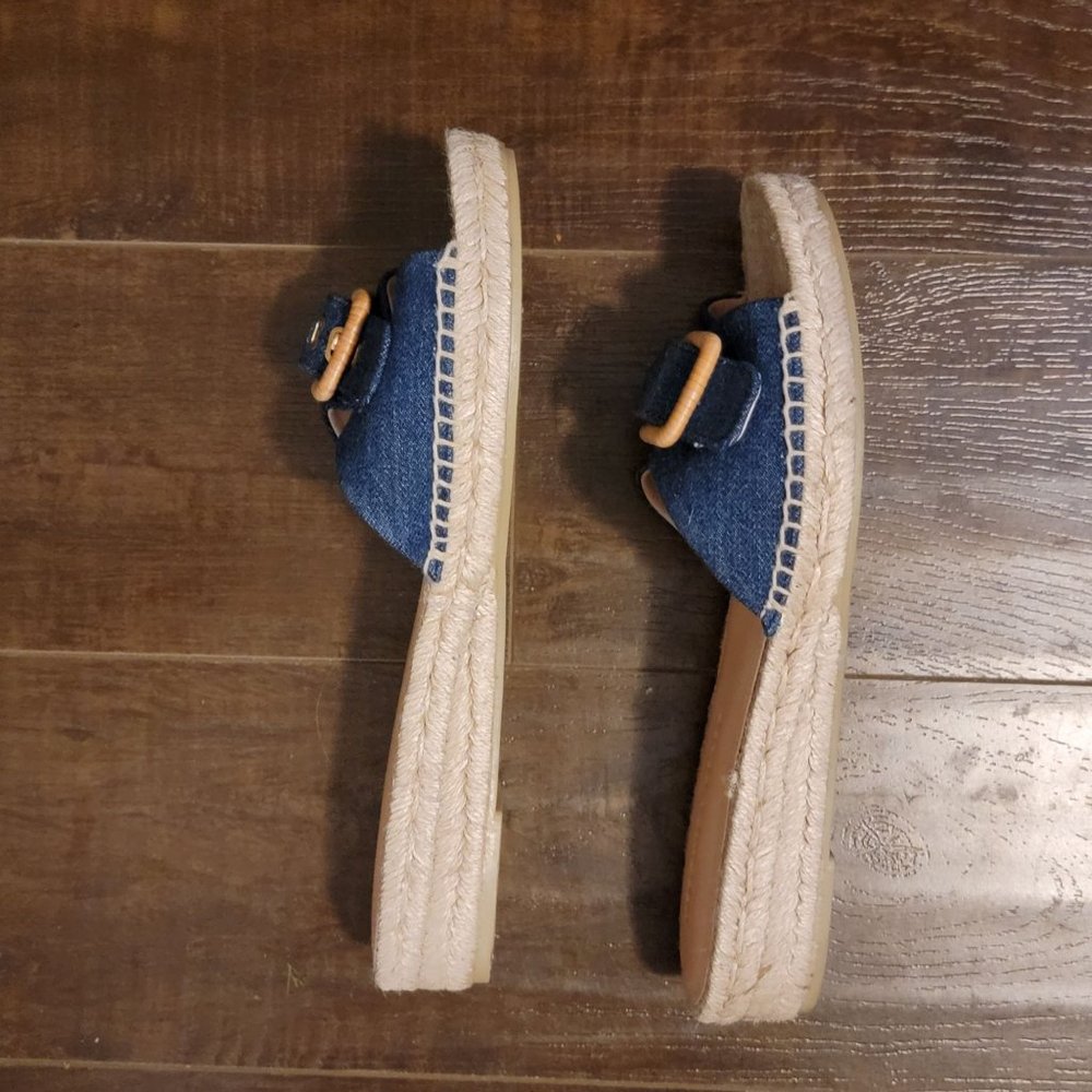 NEW Veronica Beard Apa Buckle Sandal Womens 9 Wedge Espadrille Denim Blue - Picture 5 of 10